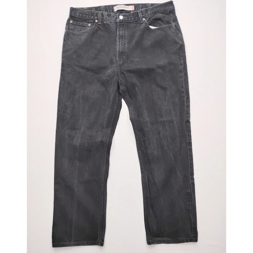 Levis 505 Jeans Black Straight Leg 40x32 Made In Mexico  2005 Vintage Faded